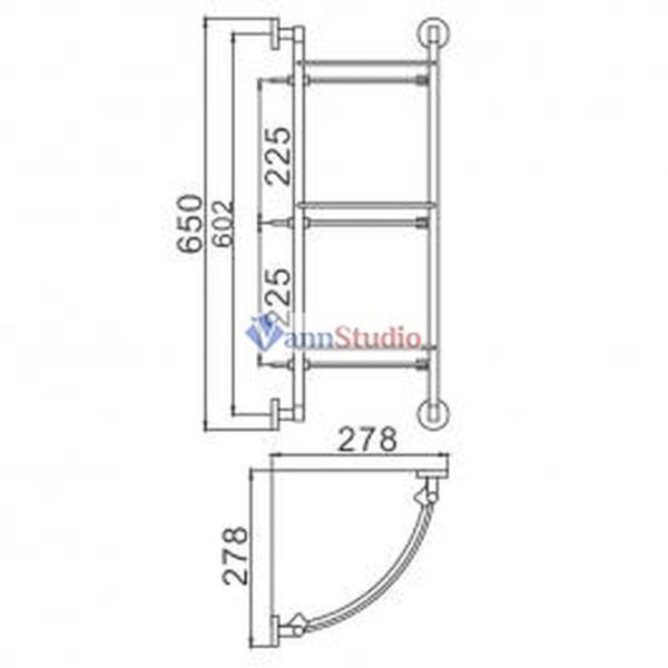 F1707-3 Полка стеклянная Frap для ванной 3-ярусная угловая 250*250