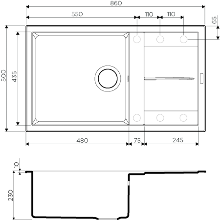 Кухонная мойка Omoikiri Sumi 86-WH 4993649, 860*500 белый