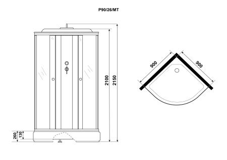 Душевая кабина Niagara Promo P90/26/MT (900х900х2150)