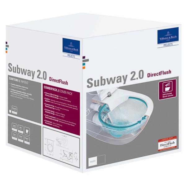Унитаз Villeroy&Boch SUBWAY 2.0 5614R2R1 (5614R0R1+9M78S101) подвесной с сиденьем