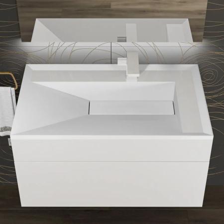 Раковина для ванной полувстраиваемая Uperwood Lotus 80 см, прямоугольная, белая глянцевая