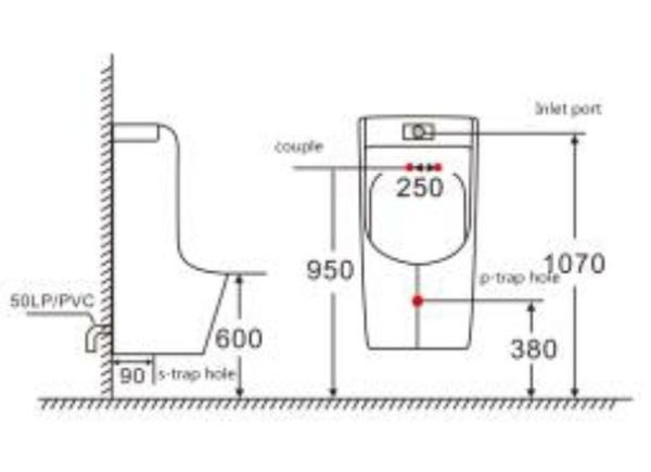 Писсуар настенный SantiLine SL-6003 с функцией электронного смыва