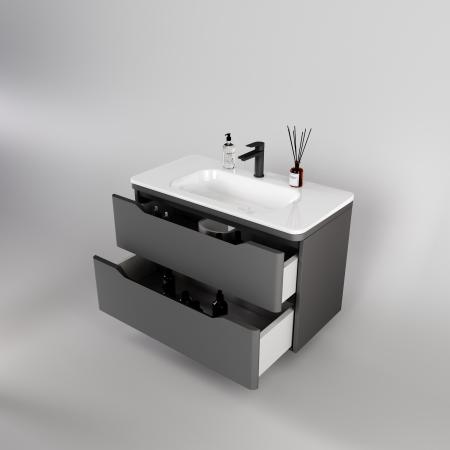 Тумба подвесная Style Line Марелла 90 (2 ящ.) Люкс антискрейтч серый, PLUS