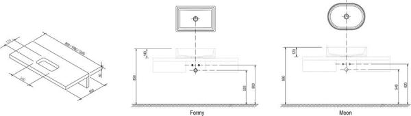 Столешница под раковину Ravak L 1200 белая X000000832