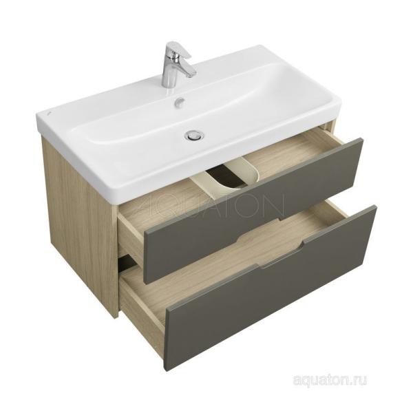 Тумба под раковину AQUATON Оливия 90 грей, дуб ойстер 1A254401OLUG0
