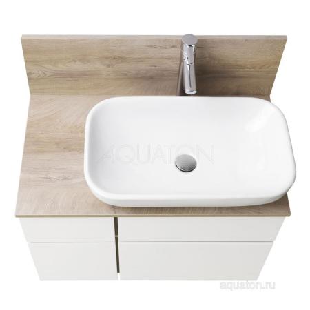 Тумба под раковину AQUATON Мишель 80 без столешницы, дуб эндгрейн, белый 1A244501MIX40