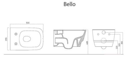 Унитаз подвесной с функцией биде Boheme Bello 971-2-W Белый глянец (без крышки)
