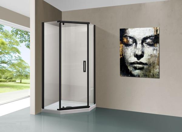 Душевой уголок Vincea Stresa VSP-1S900CLB, 900*900, черный, стекло прозрачное